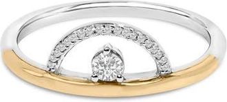 House of Brilliance 14K Yellow Gold Plated Sterling Silver 1/10 Cttw Diamond Arc Ring in Yellow Gold Over Silver at Nordstrom