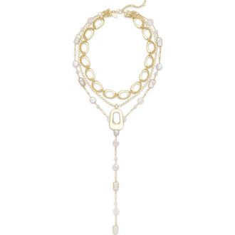 Ramy Brook Elissa Multi Strand Necklace in Gold/pearl at Nordstrom