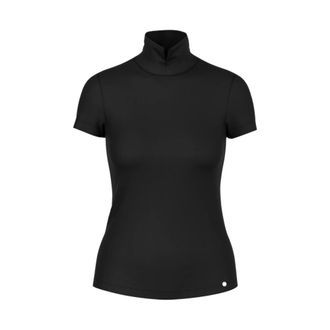 Marc Cain T-shirt met opstaande kraag - Dames - Tops - Zwart - Maat: XS Katoen