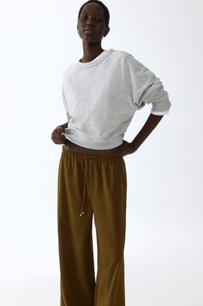 H&M Cotton drawstring pants in Dark Khaki Green at Nordstrom, Size X-Large