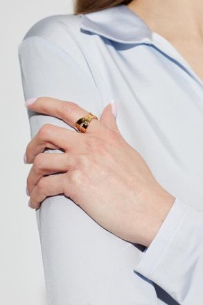 Tory Burch Ring With Logo, Womens, Gold