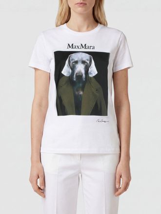 Max Mara Slim Fit Cotton T-Shirt with Graphic Print and Contrast Logo