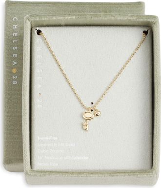 Chelsea28 Demi Fine Heart & Key Pendant Necklace in Clear- Gold at Nordstrom
