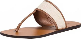 Maneb&igrave; Womens Thong Leather Sandals In Tan