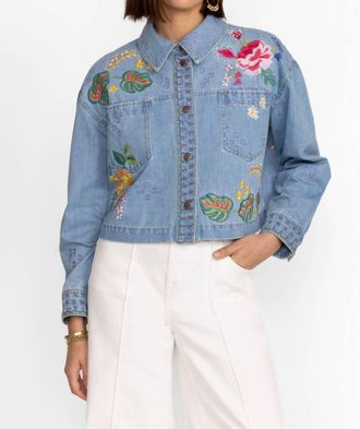Johnny Was Jeanette Cropped Denim Jacket In Blue