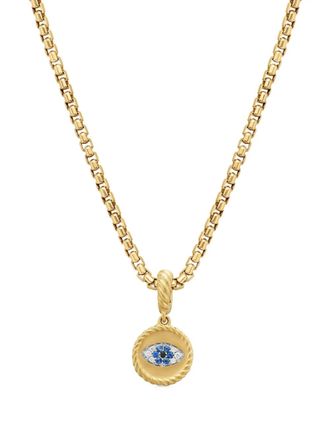 David Yurman 18kt yellow gold Evil Eye sapphire and diamond amulet (18.8mm)