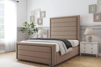 Comfort Beds Anna Plush Bed Frame - 50 Upholstered Headboard in Taupe | Size: Single