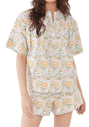 Apiece Apart Shirred Mission Top In Blue Multi