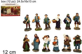 Trade Shop Trade Shop - Set 12 Pezzi Pastori Statuine Presepe Assortiti Presepio Di Natale Altezza 12cm