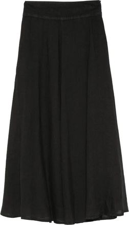 120% Lino Lange Linnen Rok met Rits aan de Zijkant - Dames - Maxi Rokken - Zwart - M - Linnen - Rokken