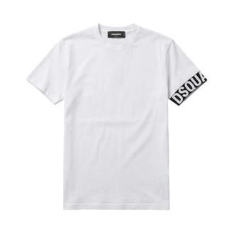 Dsquared2 T-Shirts, male, White, Size: 2XL Slim Fit T-shirt with Sleeve Logo