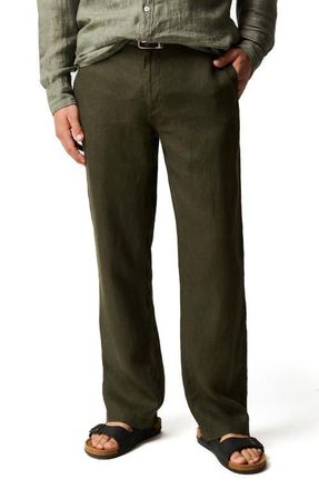 Rodd & Gunn Linen Resort Pants in Dark Olive at Nordstrom, Size 34