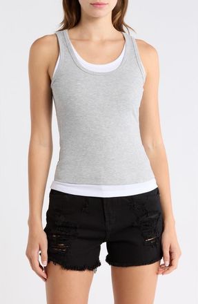 Madden Girl 2Fer Tank in Heather Grey With White at Nordstrom Rack, Size X-Large