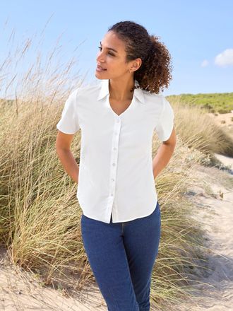 Casual Looks Hemdbluse CASUAL LOOKS, Damen, Gr. 36, ecru, 50% Baumwolle, 50% Polyester, unifarben, Blusen Hemdbluse