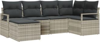 vidaXL Garden Sofa Set 6 pcs Light grey Poly rattan Vidaxl