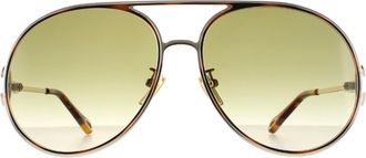 Chloé Aviator Gold Havana Green Gradient CH0145S Sunglasses