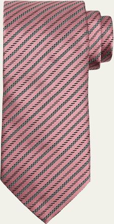 Ermenegildo Zegna Mens Satin Diagonal Stripe Silk Tie