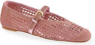 Stuart Weitzman Leora Metallic Mary Jane Flat in Soft Rose at Nordstrom, Size 10.5