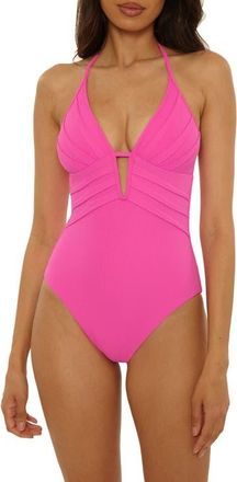 BECCA by Rebecca Virtue Modern Edge Rib One-Piece Swimsuit in Rose Berry at Nordstrom, Size Medium