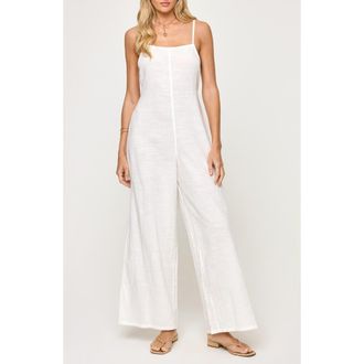 L*Space Jaida Open Back Cotton Cover-Up Jumpsuit in White at Nordstrom Rack, Size X-Small