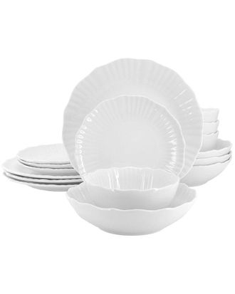 Elama Millie 16Pc Double Bowl Porcelain Dinnerware Set