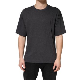 Dolce & Gabbana Dark Grey Cotton Crewneck Short Mens Sleeve