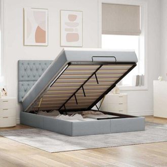 vidaXL Vidaxl - Estructura Cama Otomana Colch&oacute;n Tela Gris Claro 140x200cm