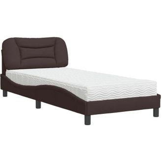 vidaXL Cama Con Colch&oacute;n Tela Marr&oacute;n Oscuro 90x190 Cm Vidaxl