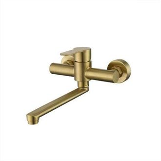 OEM Grifo De Cocina Mural, Acabado Dorado, Grifo Mezclador De Fregadero De Acero Inoxidable Cepillado, Grifo De Fregadero Mural Con Ca&ntilde;o Giratorio, Grifo 