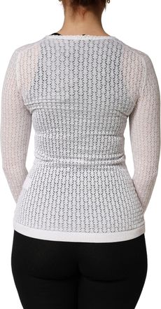 Dolce & Gabbana White Lace Silk Knit Long Sleeves Cardigan Womens Top (Pre-Owned)