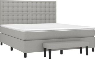 vidaXL Vidaxl - Cama Box Spring Con Colch&oacute;n Tela Gris Claro 180x200 Cm