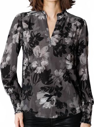 Go Silk Soft Spoken Blouse In Smoke Floral