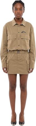 Dsquared2 Beige Shirt Collar Mini Dress