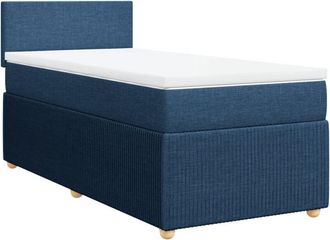 vidaXL Cama Box Spring Con Colch&oacute;n Tela Azul 100x200 Cm Vidaxl
