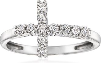 Ross-Simons Lab-Grown Diamond Sideways Cross Ring in Sterling Silver