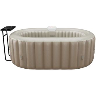 Vente-Unique Idromassaggio gonfiabile ovale 2 posti L190 x P120 x H65 cm 90 ugelli daria Tortora e Beige - B-LUCKY