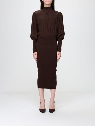 Twinset Cr&ecirc;pe de Chine Midi Sheath Dress with Puff Sleeves