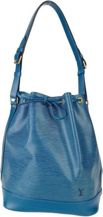Louis Vuitton Pre-owned Bucket Bags, female, Blue, Size: ONE SIZE Pre-owned Leather Shoulder Bag with Drawstring Closure & Adjustable Strap