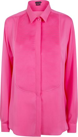 Tom Ford Washed Silk Georgette Tuxedo Shirt