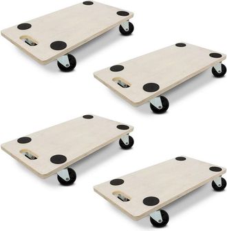 Relaxdays 4 Rodillos De Transporte, Rotaci&oacute;n De 360&deg;, Puntos Antideslizantes, Capacidad 200 Kg Cada Uno, Natural