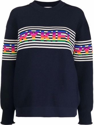 Sonia Rykiel Blauwe Casual Sweater Polyester Katoen - Dames - Ronde hals truien - Blauw - S - Katoen - Truien & Vesten