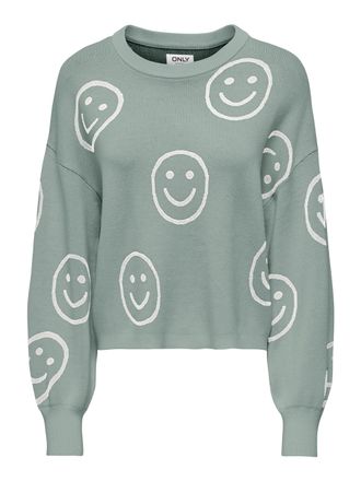 Only ONLMONTANA LS JQ O-NECK CC KNT mit Rippb&uuml;ndchen