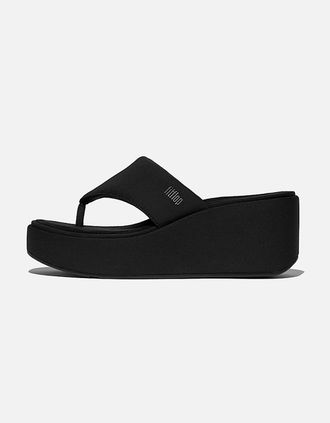 FitFlop Womens FitFlop PlatFForms Womens Wedge Toe-Post Sandals - All Black 090 - Size: 7