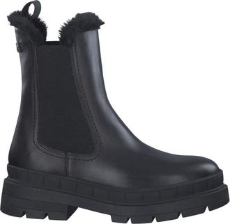 Tamaris Leren Bootie - Dames - Chelseaboots - Zwart - 37 EU - Wol - Schoenen