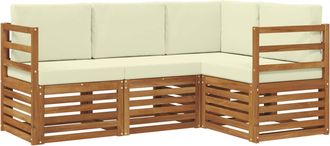 vidaXL Conjunto De Sof&aacute;s De Exterior 4 Uds. Natural Y Crema Poli&eacute;ster Vidaxl