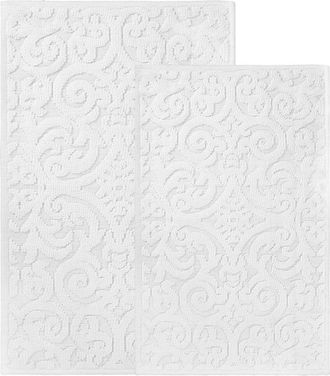 Superior Set Of 2 Large Venere Floral Scroll Washable Bath Rugs