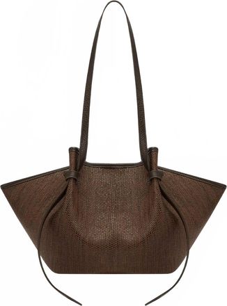 Yuzefi Womens Mochi Tote Bag In Fudge Woven Raffia