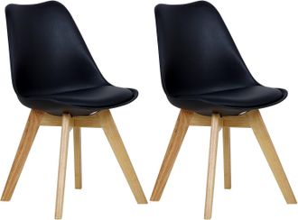 Woltu Woltu Coppia Sedie Cucina Sedia Imbottita Moderna Con Schienale Pu Gambe Legno Nero (pu)