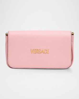 Versace Tag Mini Flap Leather Shoulder Bag