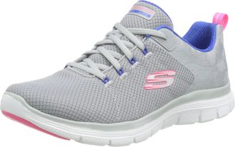 Skechers Womens Flex Appeal 4.0 Elegant Ways Sneaker,Grey Mesh/Multi Trim,4 UK